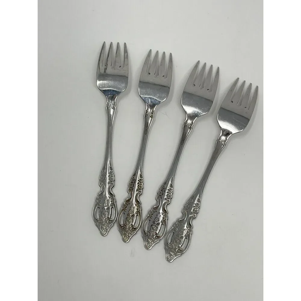 Oneida Renoir-Pembrooke Stainless Floral Pierced Salad Forks 6.75